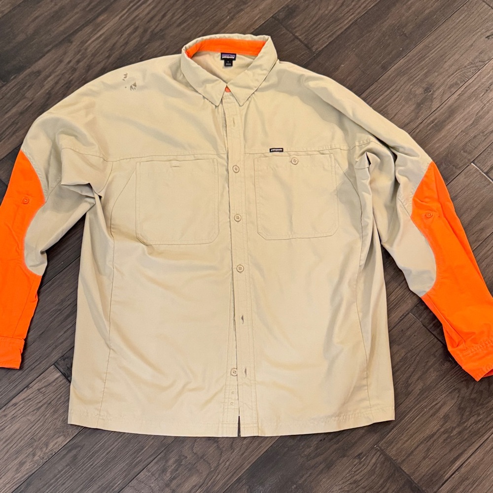 Patagonia Men's Tan and Orange Shirt Jacket